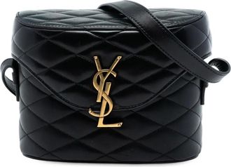 Saint Laurent Borsa a tracolla June Box in pelle di agnello trapuntata con monogramma 2023 - Nero