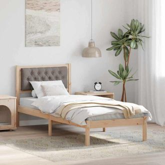 vidaXL Bed Frame with Headboard Taupe 80 x 200 cm Solid Pine Wood vidaXL