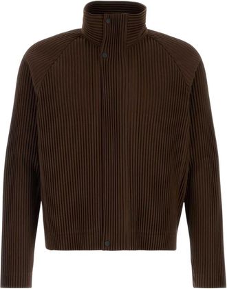Issey Miyake Tailored Pleats Blouson - Heren - Zomerjassen - Bruin - L - Leer - Jassen