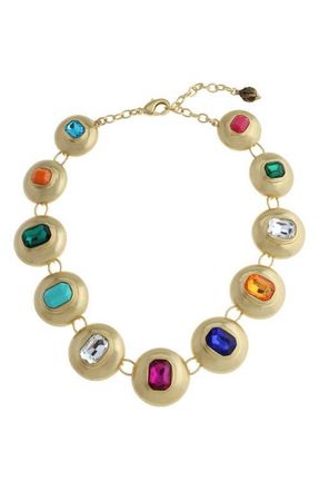 Kurt Geiger Mixed Crystal Button Collar Necklace in Gold/Multi at Nordstrom