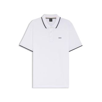 BOSS Cotton-piqu&eacute; polo shirt with contrast tipping