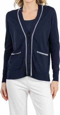 Peace of Cloth Sheer Stripe Cardigan In Navy