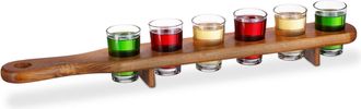 Relaxdays Set De 54 Vasos Para Chupitos, Nueve Porta Chupitos, 4 Cl, Medio Metro, Marr&oacute;n - Relaxdays