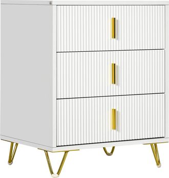 HOMCOM 3 Drawer Dresser - Chest of Drawers Storage Cabinet - White | TJ Hughes