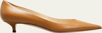 Jimmy Choo London Amelia Leather Kitten-Heel Pumps