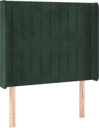 vidaXL Cabecero Con Orejas De Terciopelo Verde Oscuro 103x16x118/128cm Vidaxl