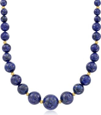 Ross-Simons 6-13mm Lapis Bead Graduated Necklace With 14kt Yellow Gold