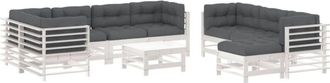 vidaXL Juego De Muebles Jard&iacute;n 10 Pzas Y Cojines Madera Maciza Blanco Vidaxl