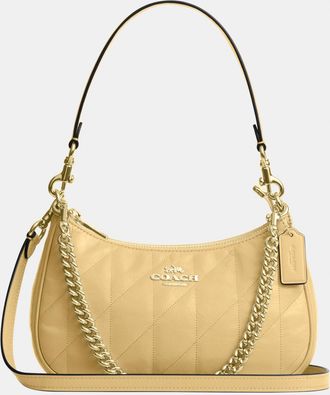 Coach Womens Teri Shoulder Bag With Quilting - Yellow Leather - One Size