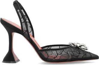 Amina Muaddi Rosie Lace Sling 95 - Dames - Pumps - Zwart - 41 EU - Leer - Schoenen