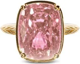 Sterling Forever Elongated Cushion-Cut Cubic Zirconia Cocktail Ring in Gold/pink Sapphire at Nordstrom, Size 10