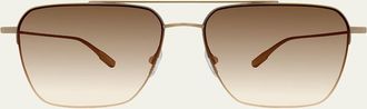 Barton Perreira Mens Double-Bridge Titanium Aviator Sunglasses