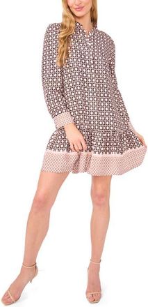 Ted Baker Sabrina Mixed Scarf Print Long Sleeve Dress in Blushing Bride at Nordstrom, Size X-Small