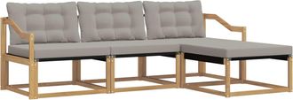 vidaXL Conjunto De Sof&aacute;s De Exterior 4 Uds. Blanco Y Gris Claro Vidaxl