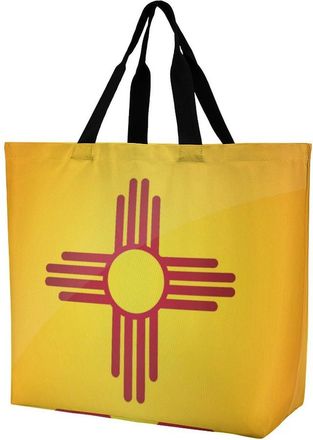 Generic Flag of New Mexico Tote Bag Reusable Grocery Shopping Bags Large Travel One Shoulder Handbag for Picnic Work