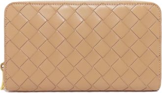 Bottega Veneta Beige Leather Long Wallet (Bi-Fold) (Pre-Owned)