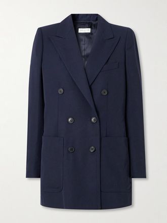 Dries Van Noten Blazer Doppiopetto In Twill - Blu