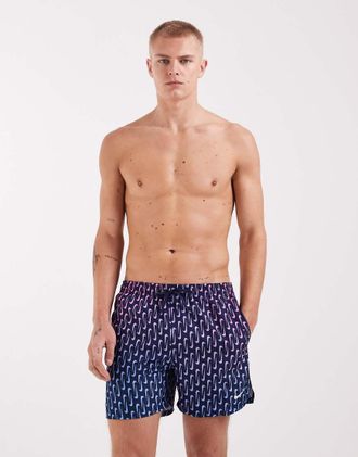 Nike Nike - Pantaloncini da bagno stile pallavolo da 13 cm blu navy con stampa del logo Nike