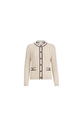 Brunello Cucinelli Soft virgin wool and cashmere diamond yarn cable knit cardigan in Cream at Nordstrom, Size 3X-Large Eu