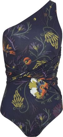 Brigitte Costume intero monospalla a fiori - Nero