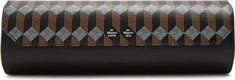 Au D&eacute;part Printed Leather Watch Case - Black - One Size