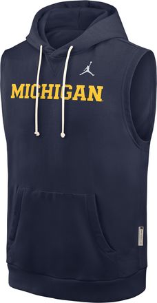 Nike Jordan Mens Michigan Sideline Jordan Brand Dri-FIT College Sleeveless Pullover Hoodie in Blue | 0JB441SMWN-65K