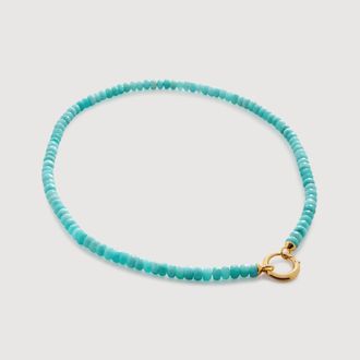 Monica Vinader Gold Gemstone Charm Necklace Amazonite
