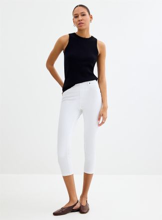 Hue Womens Solid stretch denim capri legging