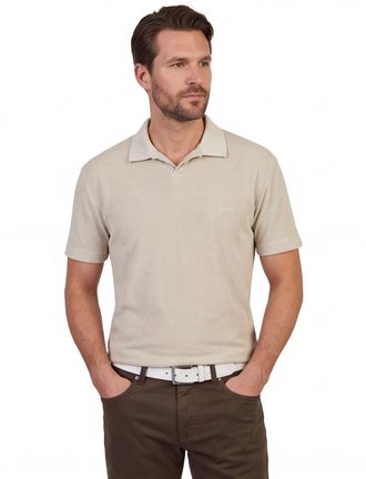 Genti Korte mouw v-hals Genti polo beige