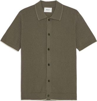 Nn.07 Nalo 60039 Tipped Polo Cardigan in Capers at Nordstrom, Size Xx-Large