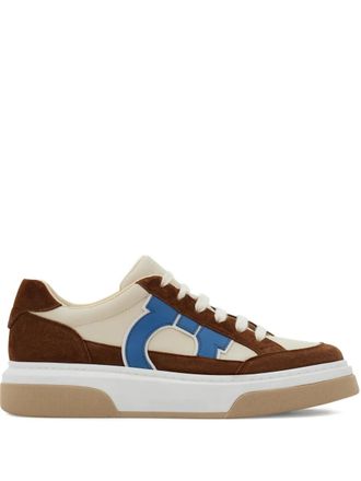 Ferragamo suede gancini low-top trainer - Neutrals