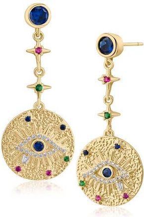 Jardin Cubic Zirconia Evil Eye Drop Earrings in Multi/Gold at Nordstrom Rack