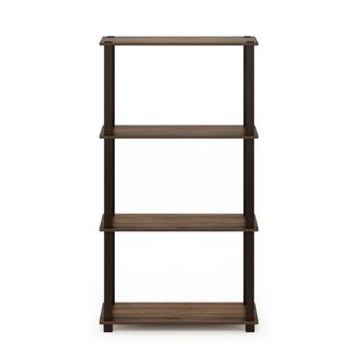 Furinno Turn-S-Tube 4-Tier Multipurpose Shelf Display Rack with Square Tube, Walnut/Brown