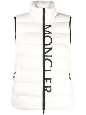 Moncler logo-print padded gilet - women - Goose Down/Polyamide/Polyamide - 3 - White