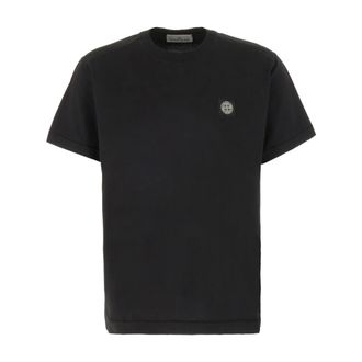 Stone Island T-Shirts, male, Black, Size: L Cotton T-Shirt