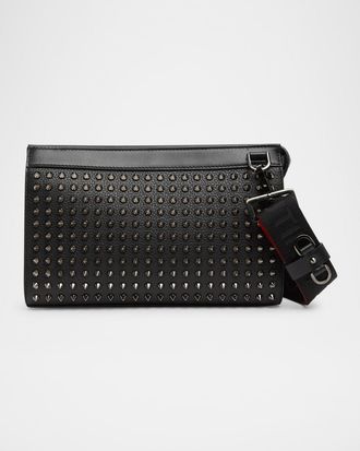 Christian Louboutin Mens Funky Leather Empire Spikes Crossbody Bag