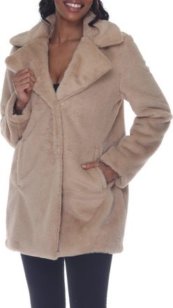 Rain + Rose Faux Fur Longline Coatigan in Sand at Nordstrom, Size X-Large