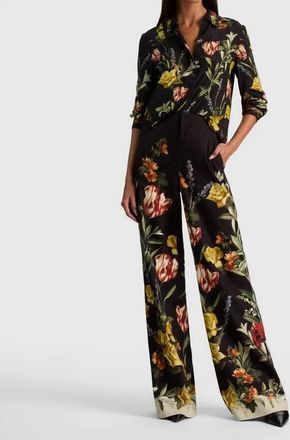 Alice & Olivia Lightweight Linen Pant In Floral Multi