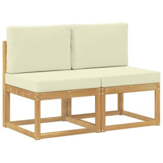 vidaXL 2 Pieza Sof&aacute; Intermedio De Exterior Madera De Acacia S&oacute;lida Vidaxl