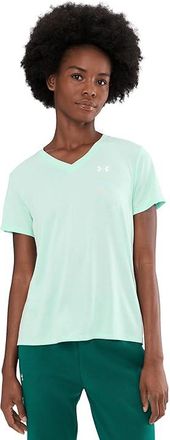 Under Armour Tech Short Sleeve V-Neck Twist Womens Clothing Refresh Mint/White : LG (US 12-14), Polyester
