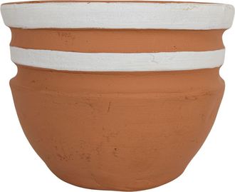 Foreside Home And Garden White Striped Terracotta Planter at Nordstrom