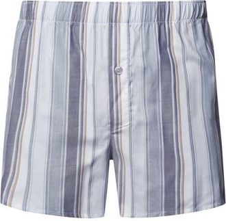 Hanro Fancy Woven Cotton Boxer in Smokey Blue Stripe at Nordstrom, Size Xx-Large