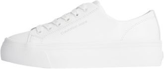 Calvin Klein Womens Flatform Low Top Vulcanised Trainers, White (Triple Bright White), 8