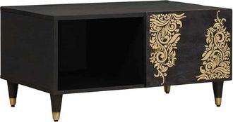 vidaXL Mesa De Caf&eacute; Negro 80 X 50 X 40 Cm Madera De Mango Maciza Vidaxl