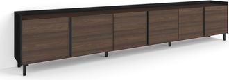Skraut Home Skraut Home - Mueble Tv, Televisi&oacute;n, Muebles De Sal&oacute;n, Almacenaje, 309x35x61cm, Para Tv Hasta 80, Dise&ntilde;o Industrial, Estilo Moderno, Roble Oscuro Y Ne