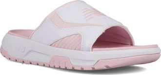 New Balance Womens Slide Sandal, White/Rose Sugar, 11