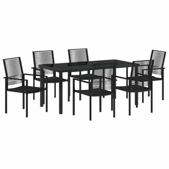 Berkfield Home 7 Piece Garden Dining Set Black PVC Rattan
