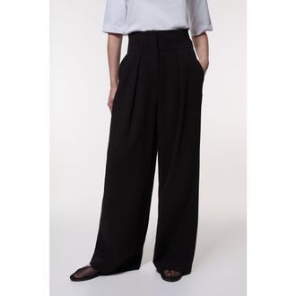 Karen Millen Petite Tailored Wide Leg Trouser in Black at Nordstrom, Size 8P