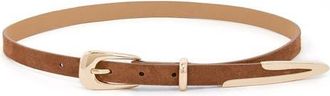 Ettika Liquid Metal Western Buckle Belt in Mocha And Gold at Nordstrom, Size X-Small