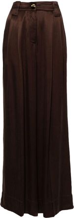 Ganni high-waisted satin trousers - women - EcoVero Viscose (LENZING)/Cupro - 38 - Brown
